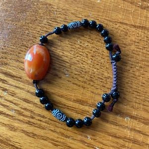 Adjustable Polished Stone and Marble Bracelet